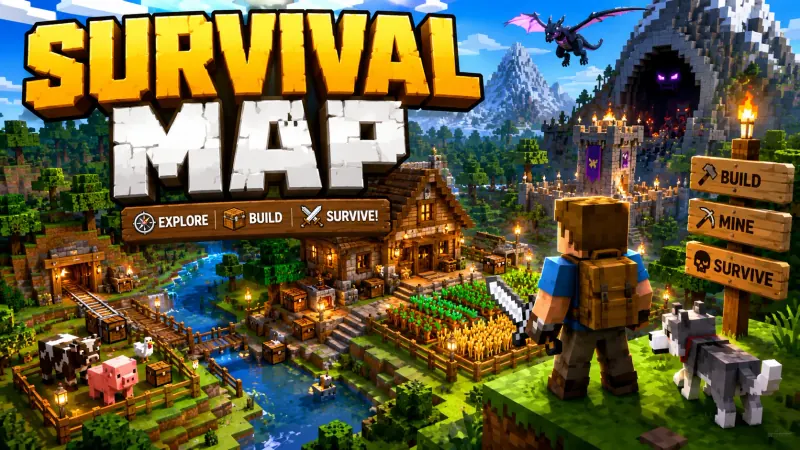 Survival Minecraft maps preview